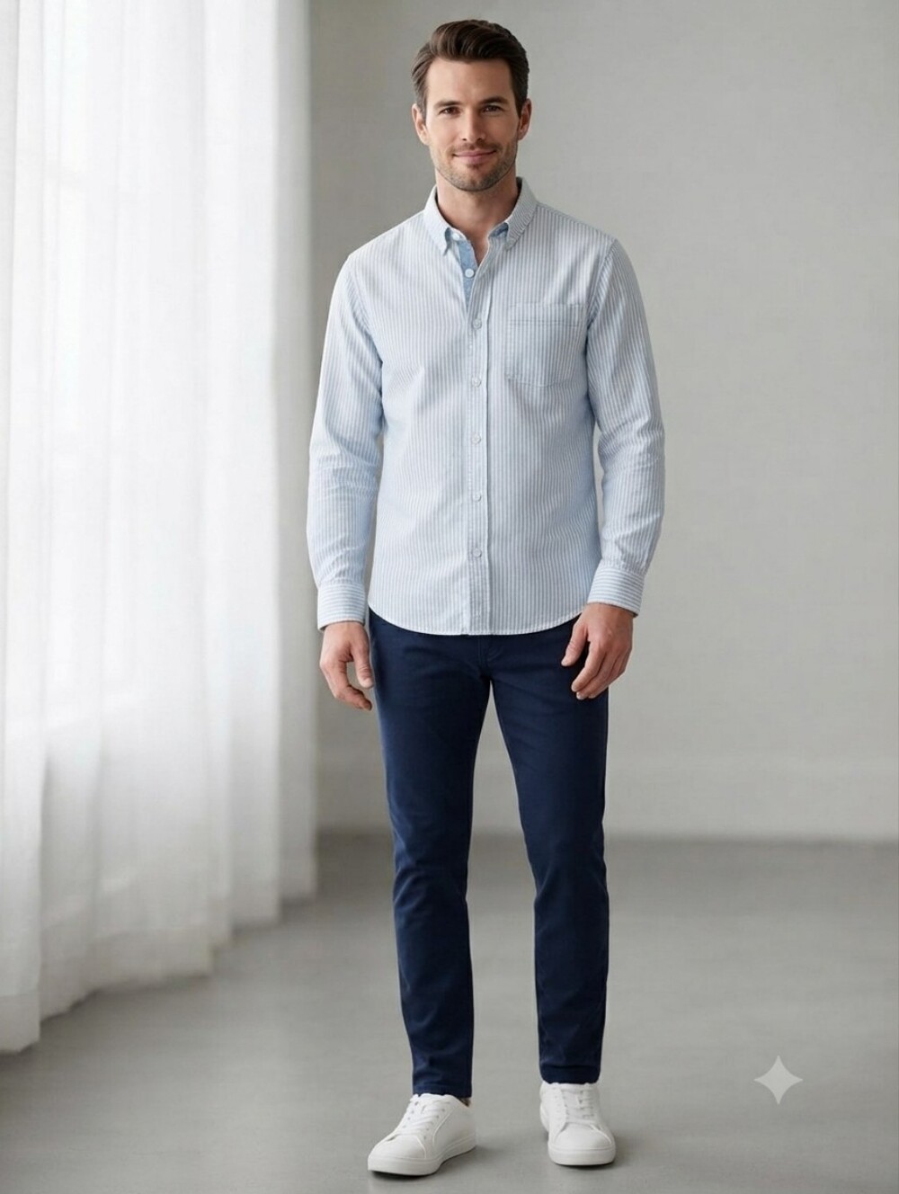 Hope & Henry Blue Striped Shirt